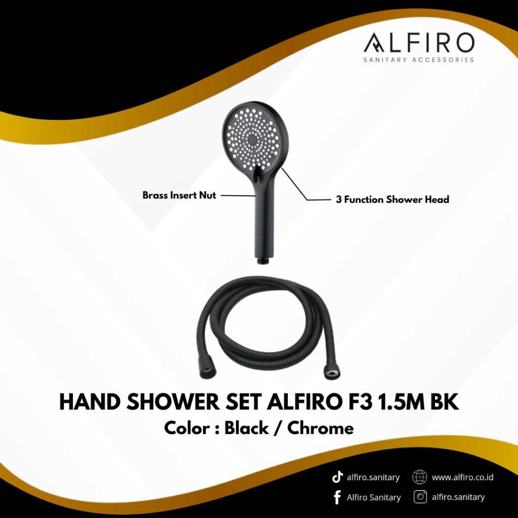 Hand Shower Set Alfiro F3 1.5M BK 2 1024x1024