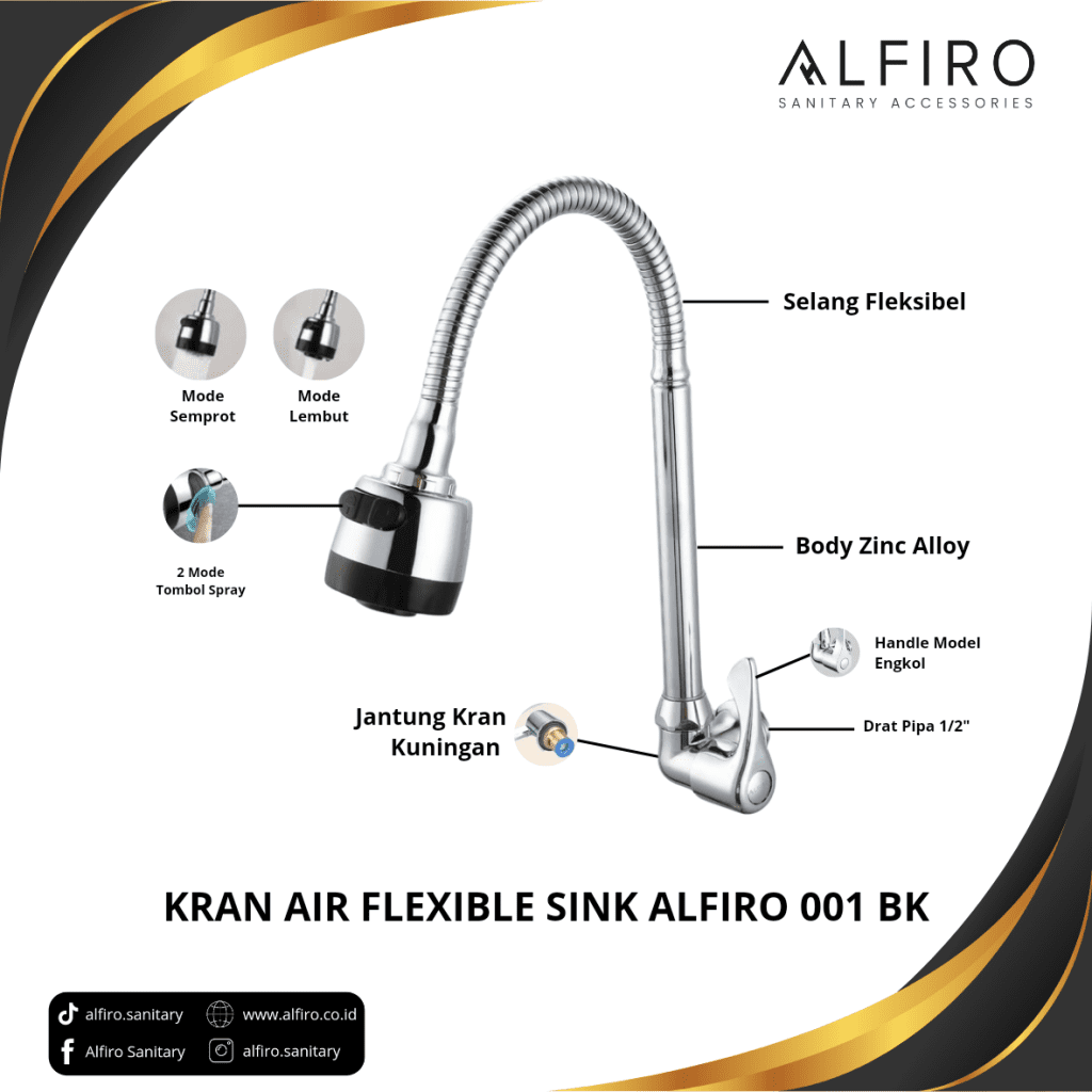 Kran Air Flexible Sink Alfiro 001 BK 1024x1024