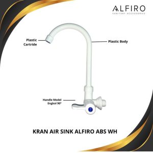 Alfiro Kran Air Sink Alfiro 005 ABS WH - Keran Dapur, Plastik Putih, Model Engkol 90°, Ekonomis