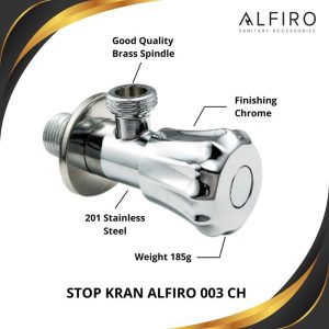 Stop Kran Alfiro 003 CH – Angle Valve Chrome, Brass Kuat, Kualitas Terbaik, Berat 185g