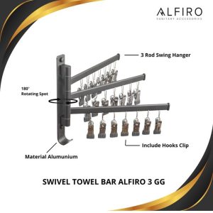 Swivel Towel Bar Alfiro 3 GG-  Gantungan Baju, Kuat, Berkualitas, Banyak tempat.