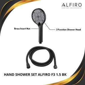 Hand Shower Alfiro F3 1.5 (CH-BK) - 3 Mode Semprotan, Anti-Kerak dan Tahan Lama
