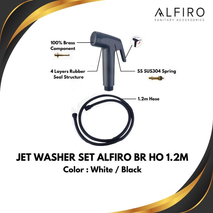 Jet Washer Alfiro BR HO BK – Semprotan Closet Hitam, Kuat & Stylish, Selang 1.2m, Anti Bocor - Gambar 2