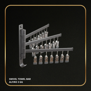 Swivel Towel Bar Alfiro 3 GG-  Gantungan Baju, Kuat, Berkualitas, Banyak tempat.