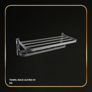 Towel Rack Alfiro 01 GG - Rak Handuk Alumunium, Abu Abu, 5 Slot gantungan.
